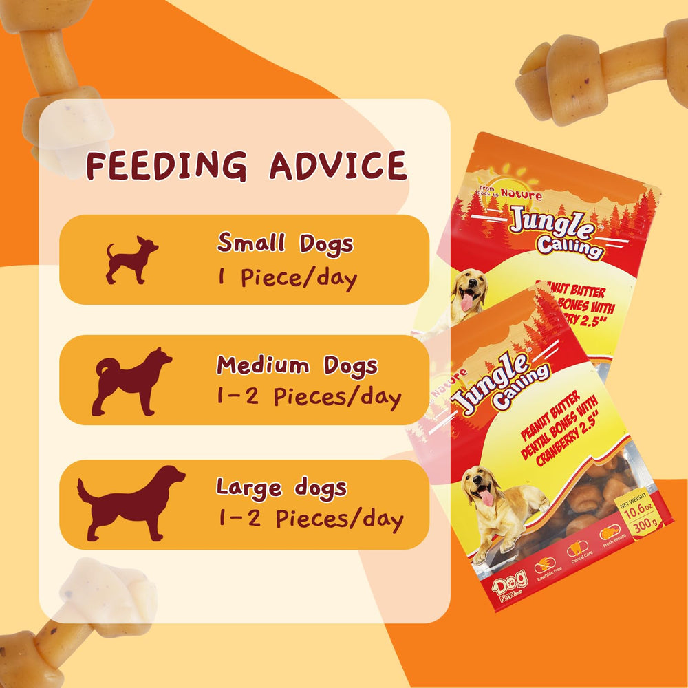 Jungle Calling rawhide-free bones demonstrate safe chew option for sensitive mouths.