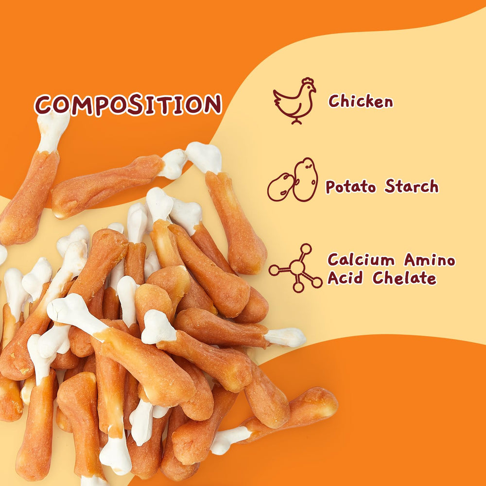 Jungle Calling rawhide-free dog chews displaying calcium bone content