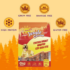 Jungle Calling Rawhide-Free Dog Treat in stick form for chewing