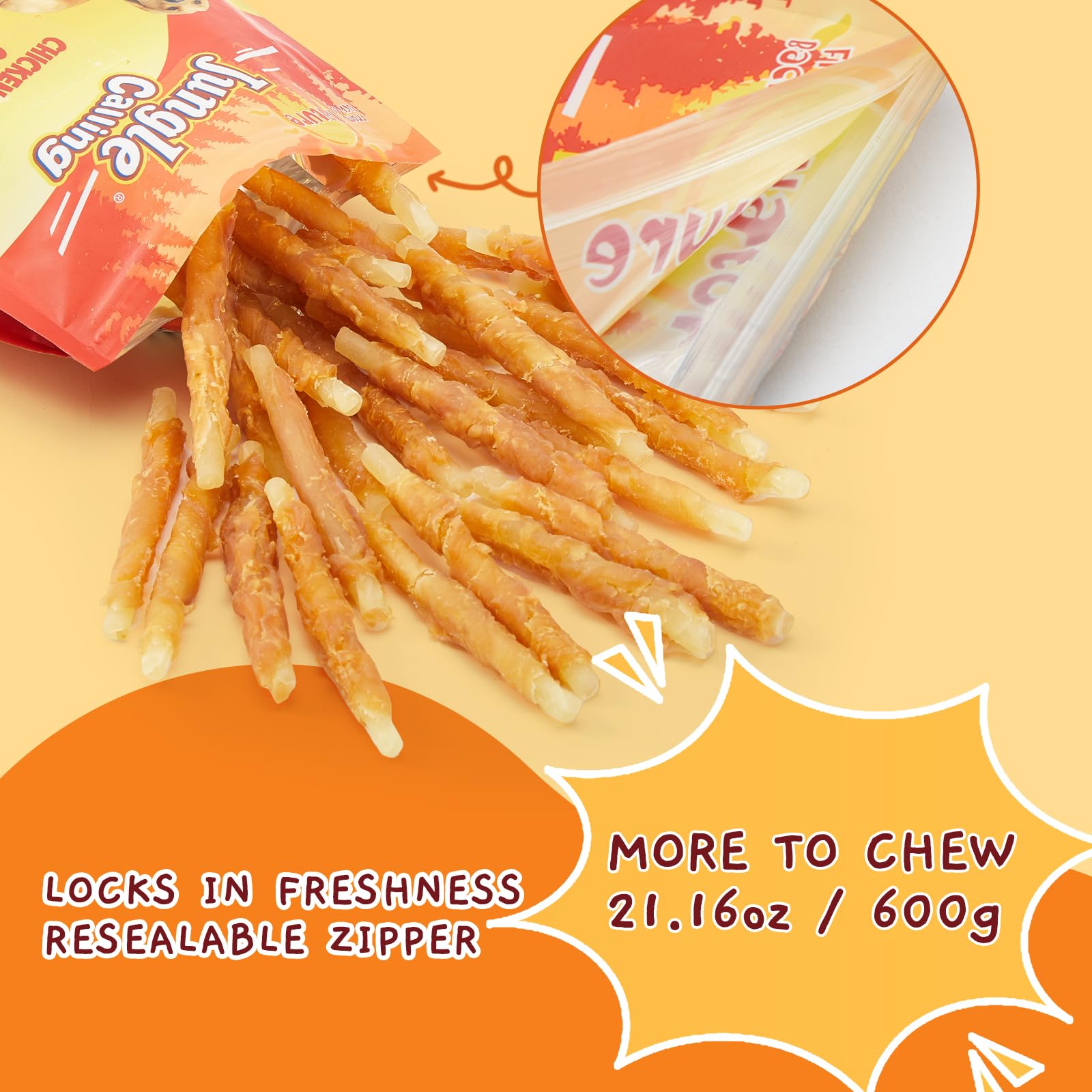 Jungle Calling senior-friendly chewy treat, easy on the jaw