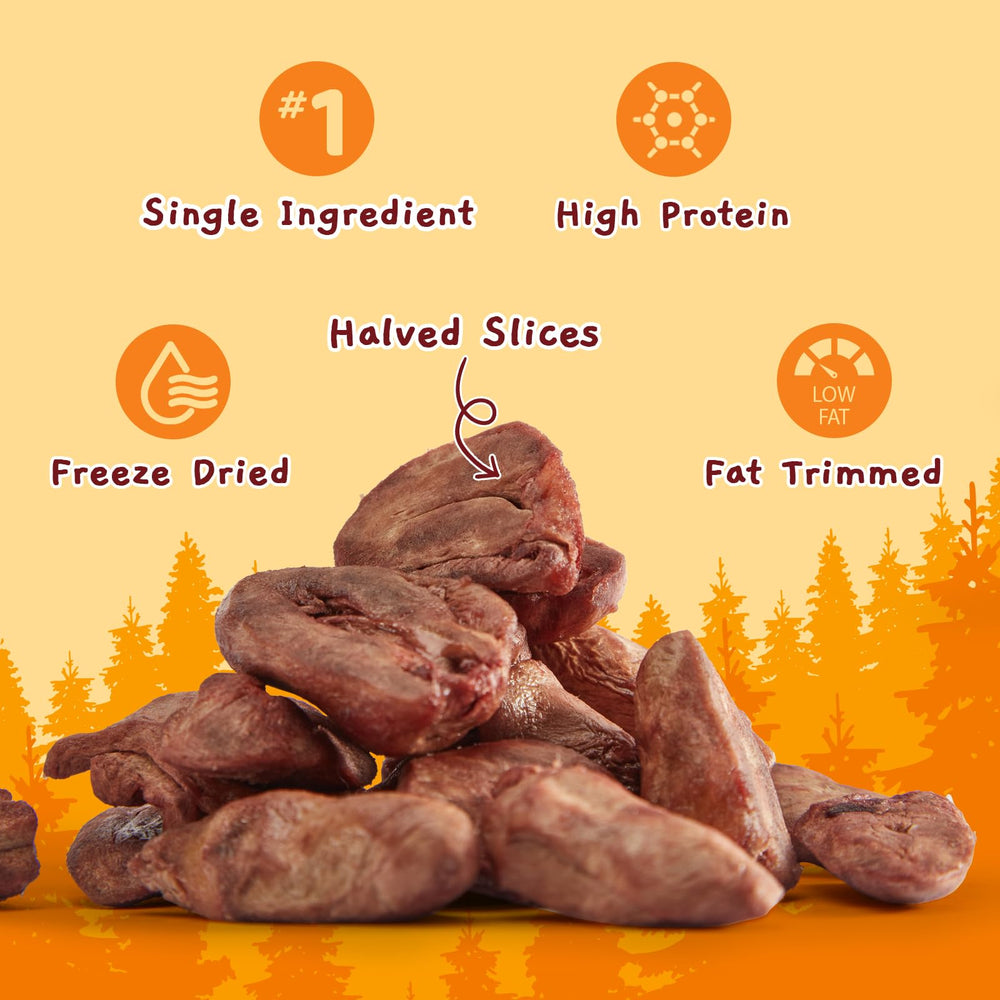 Jungle Calling single-ingredient chicken hearts highlighting clean protein for pets