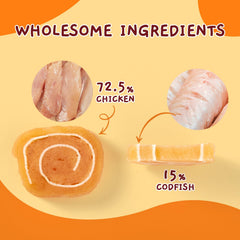 Jungle Calling sushi bite closeup—easy-to-chew treats for small and medium pets.