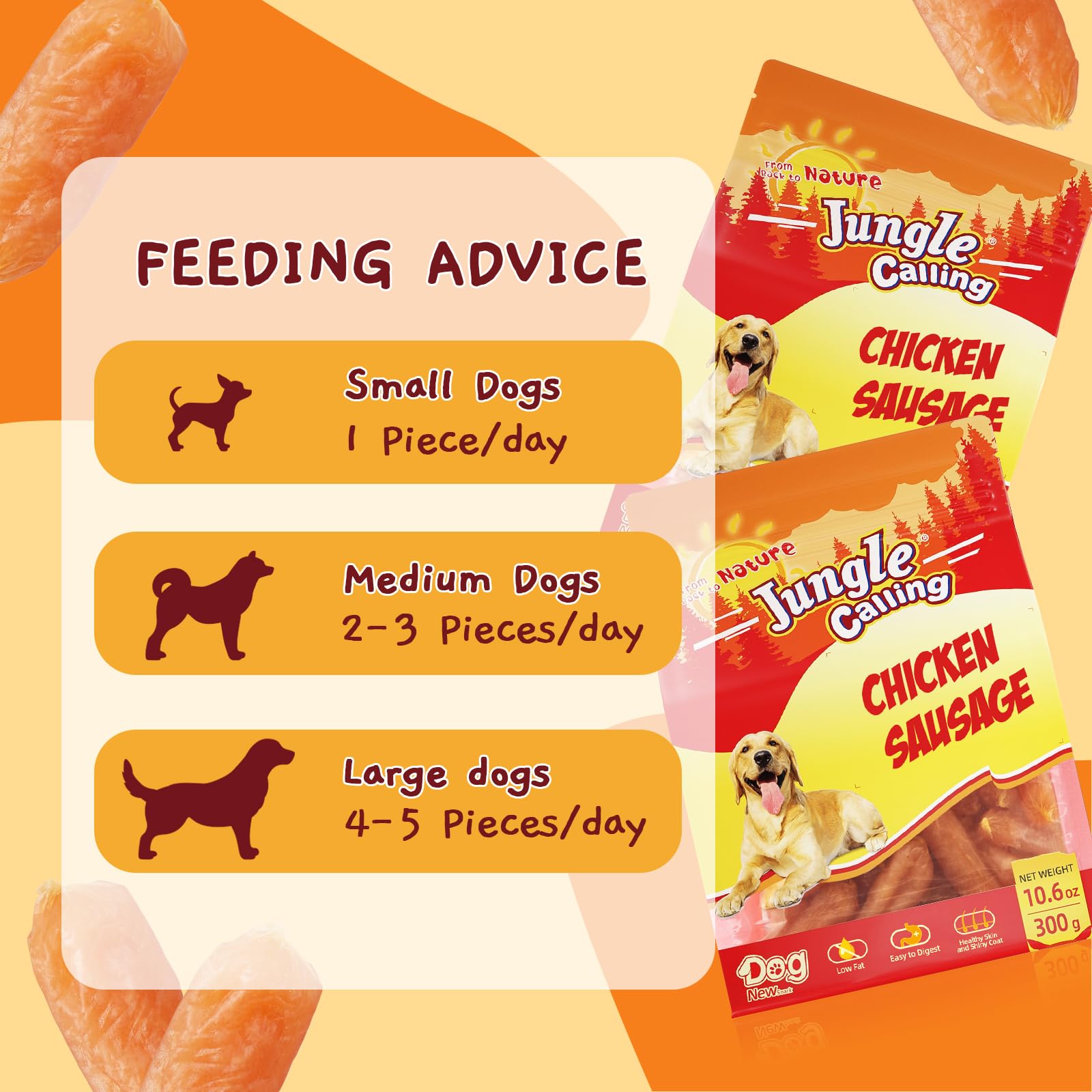 Jungle Calling high-protein, low-fat chicken breast snacks.