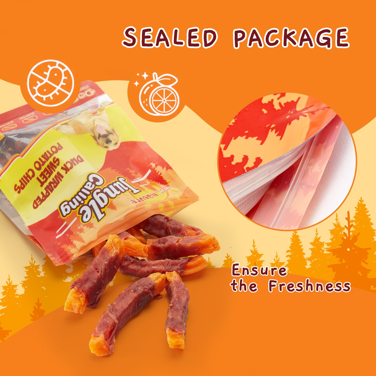 Jungle Calling soft-texture treats ready for easy handling during training.