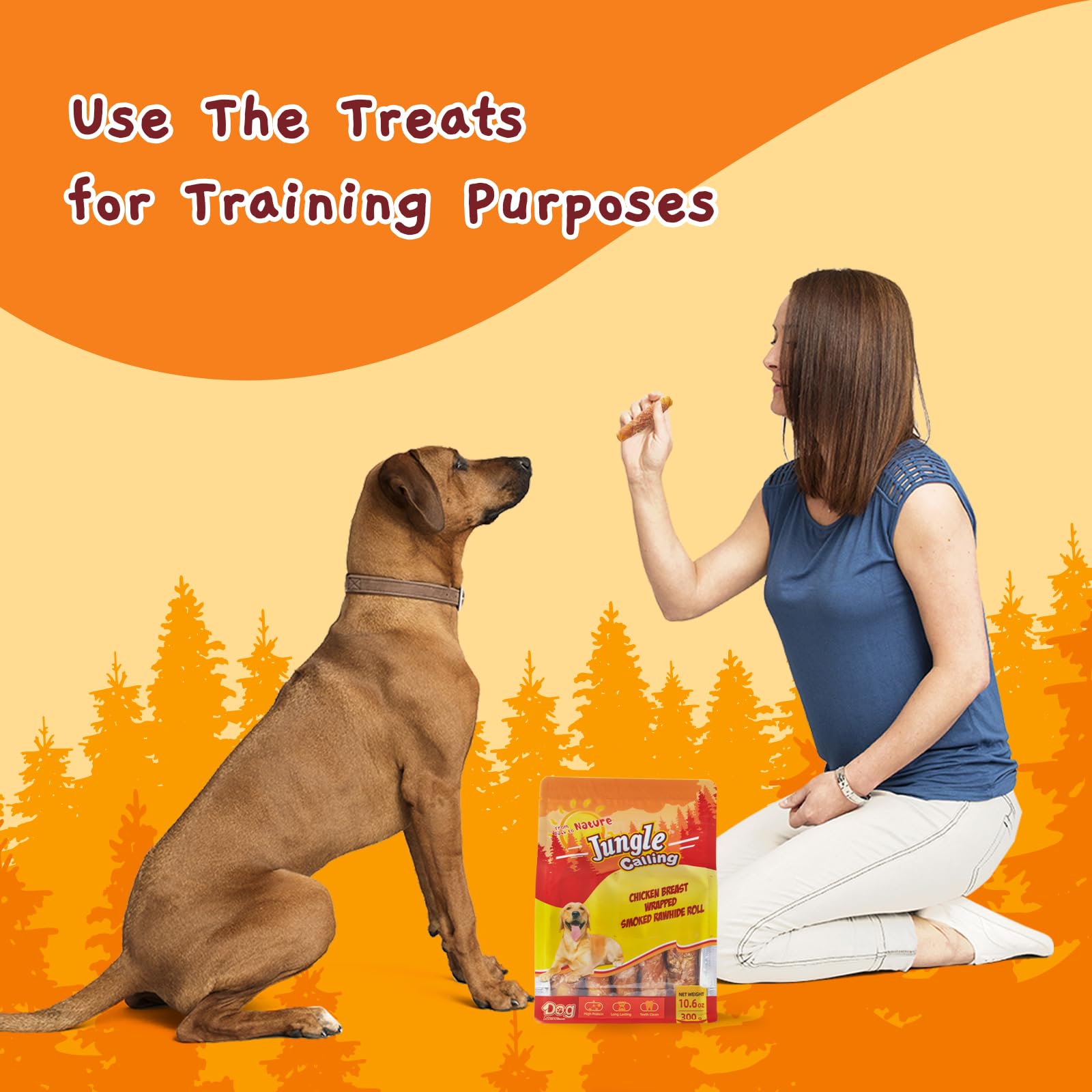 Jungle Calling training reward chew in action during dog training session.