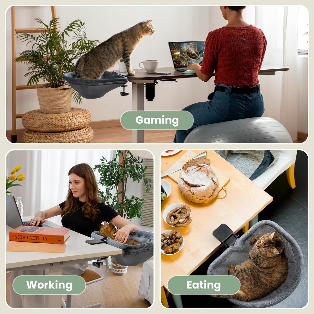 JUNSPOW cat desk bed sturdy 40 lb capacity on desktop