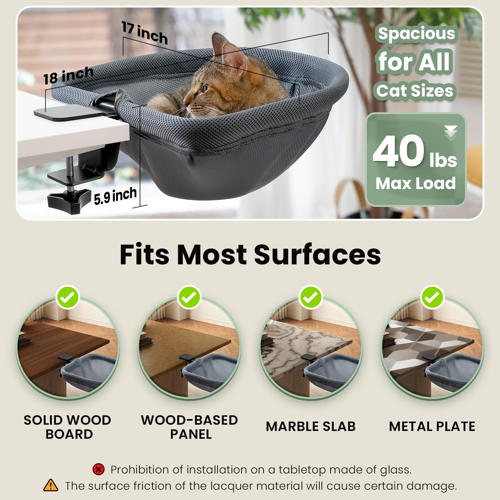JUNSPOW cat desk bed fits a variety of desktops and setups