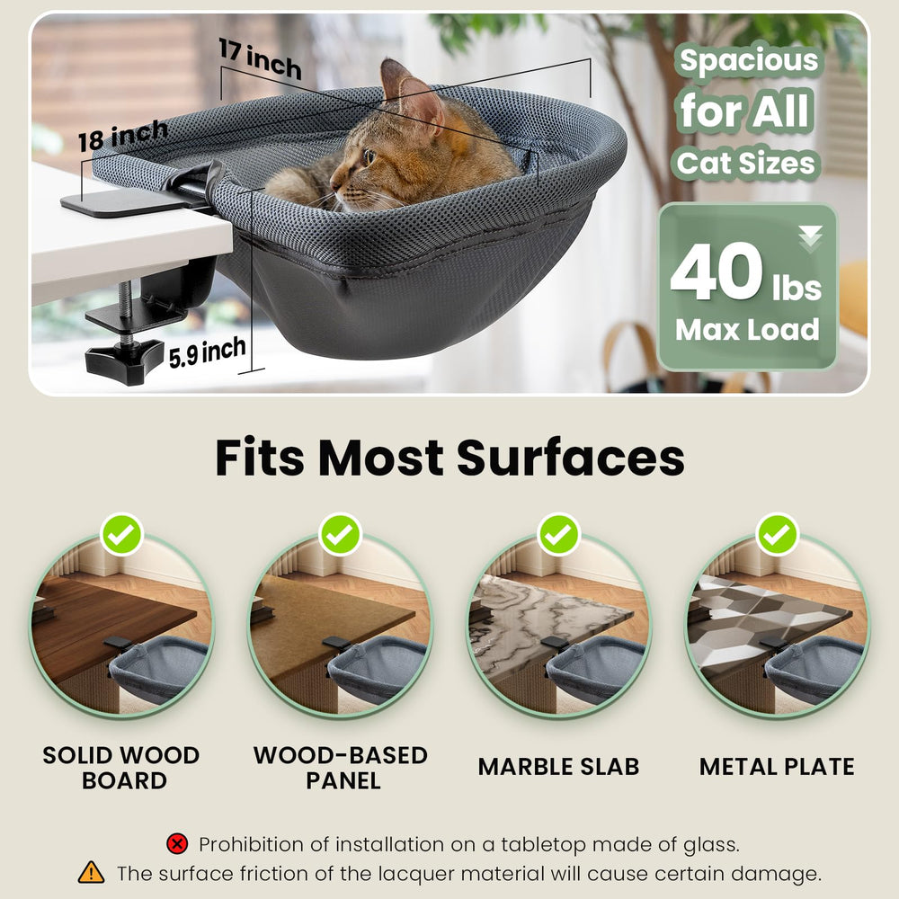 JUNSPOW cat desk bed fits a variety of desktops and setups