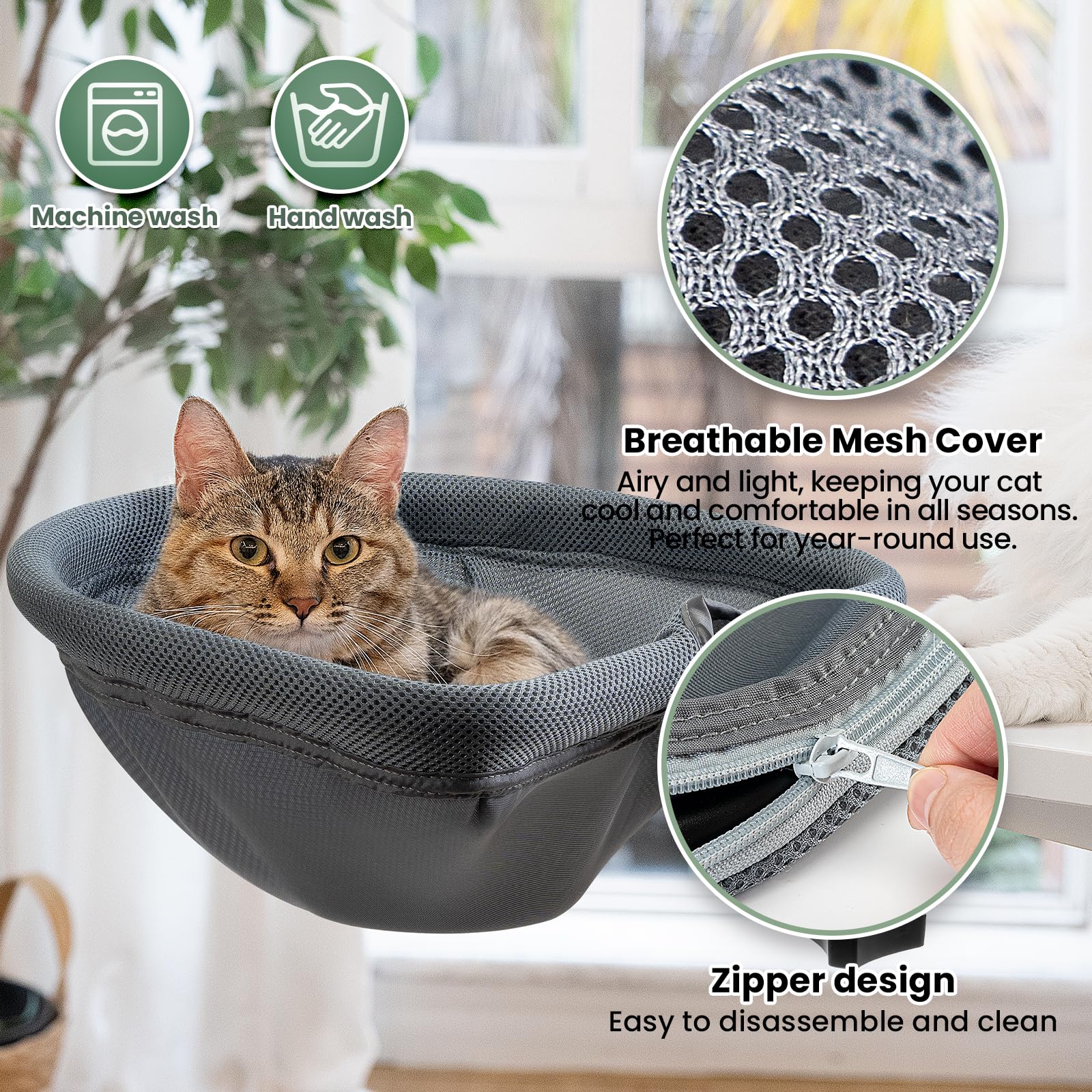 JUNSPOW cat desk bed zipper design enables quick cleaning
