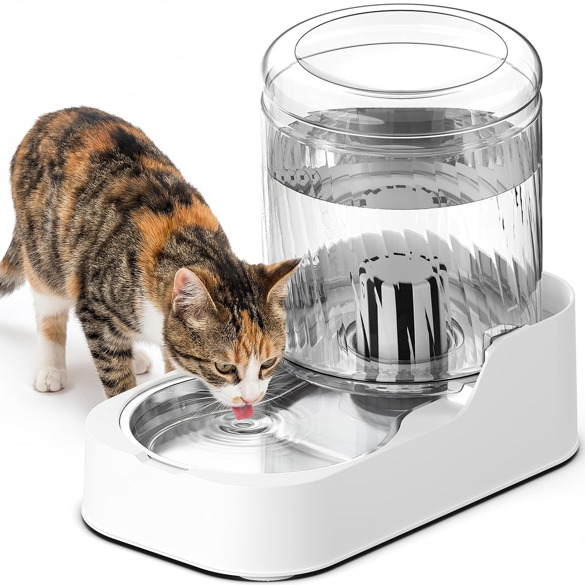 JUNSPOW automatic cat water dispenser showing 3L capacity for long-lasting hydration.