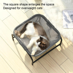 JUNSPOW cat bed square hammock used outdoors with stable, elevated resting surface.