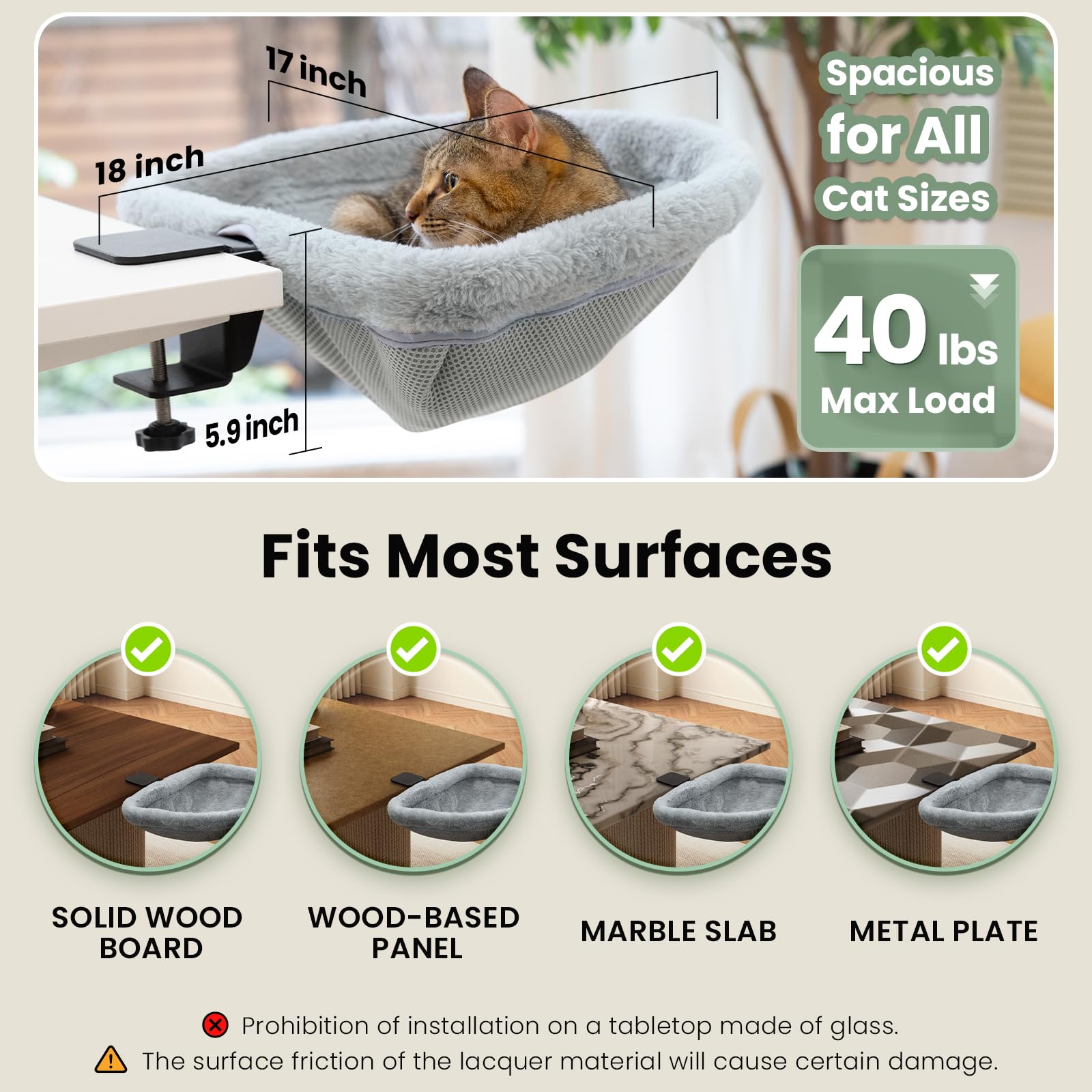 JUNSPOW Cat Desk Bed zipper design for easy removal and cleaning.