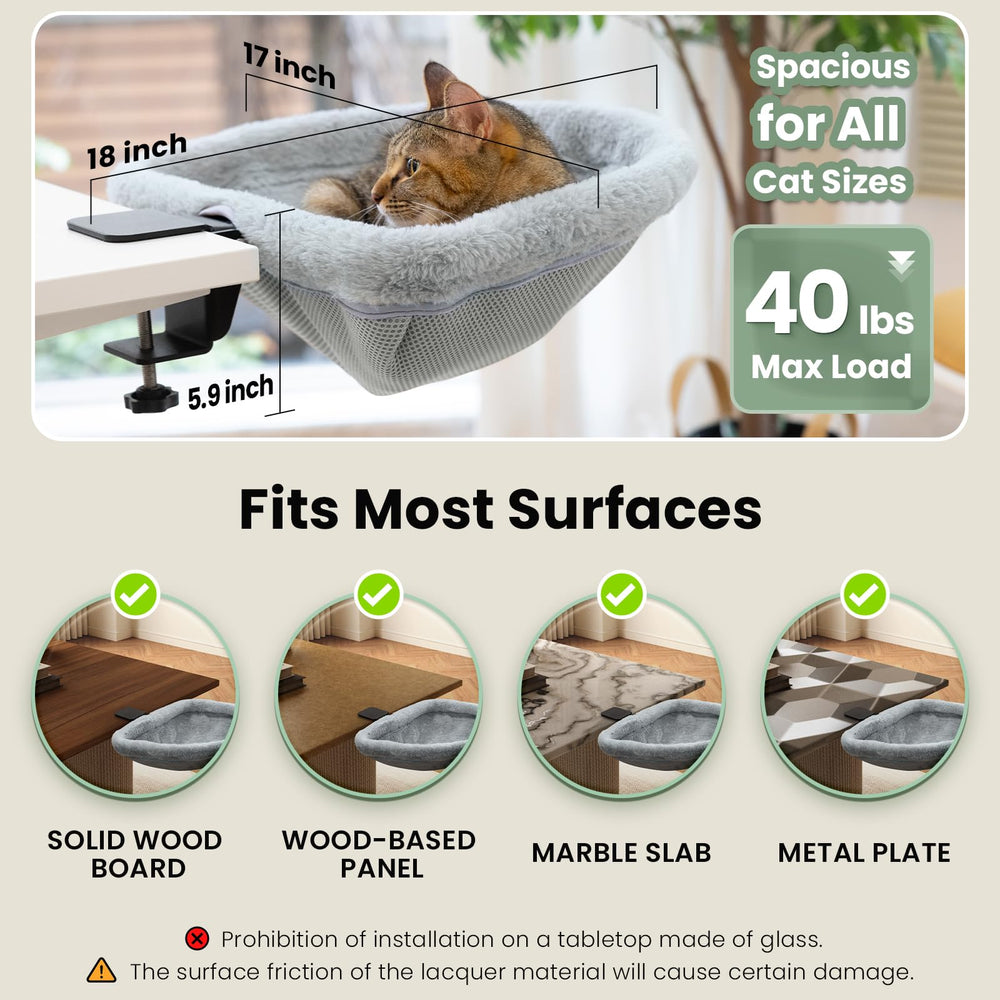 JUNSPOW Cat Desk Bed zipper design for easy removal and cleaning.