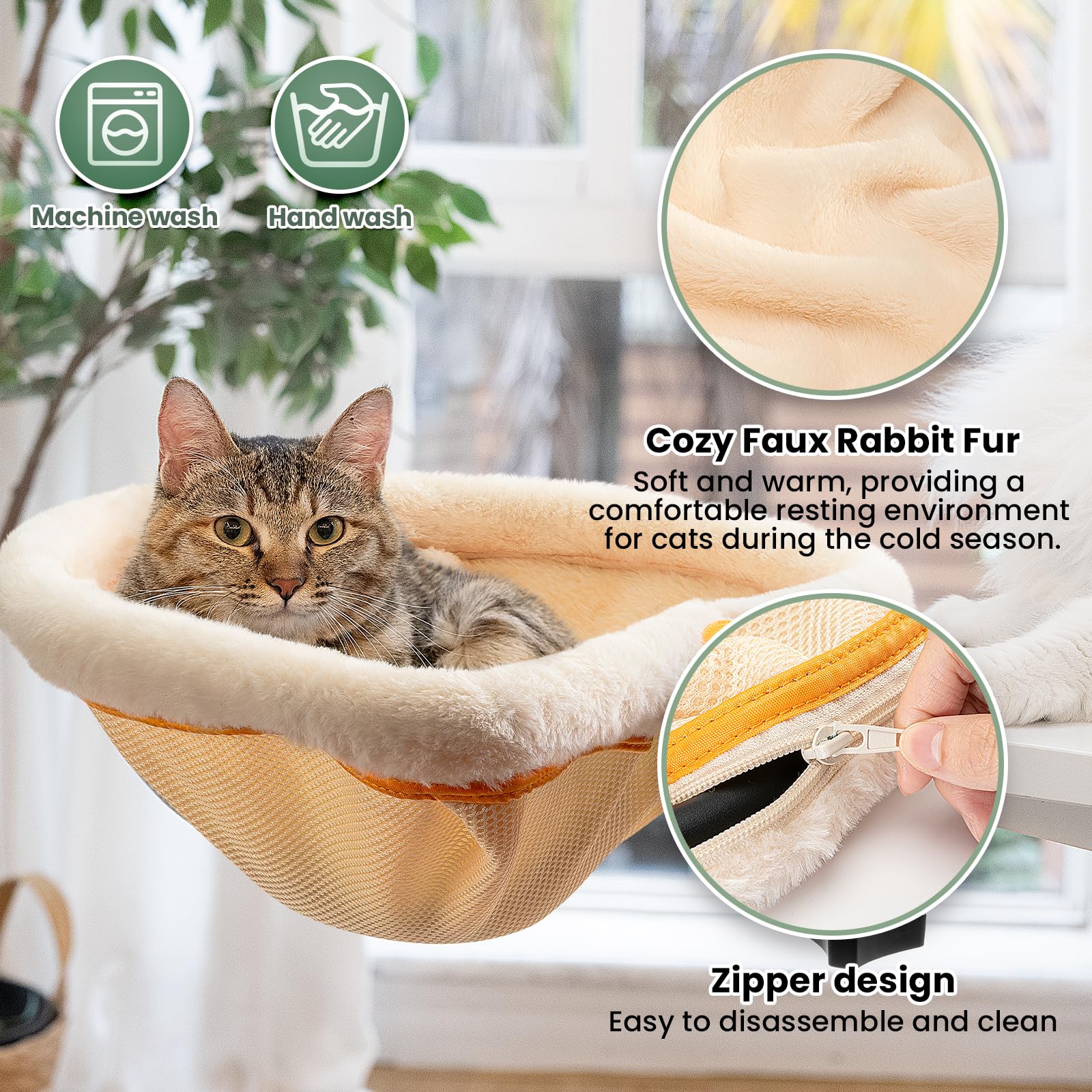 JUNSPOW Cat Desk Bed Zipper Design enables easy cleaning and cover removal