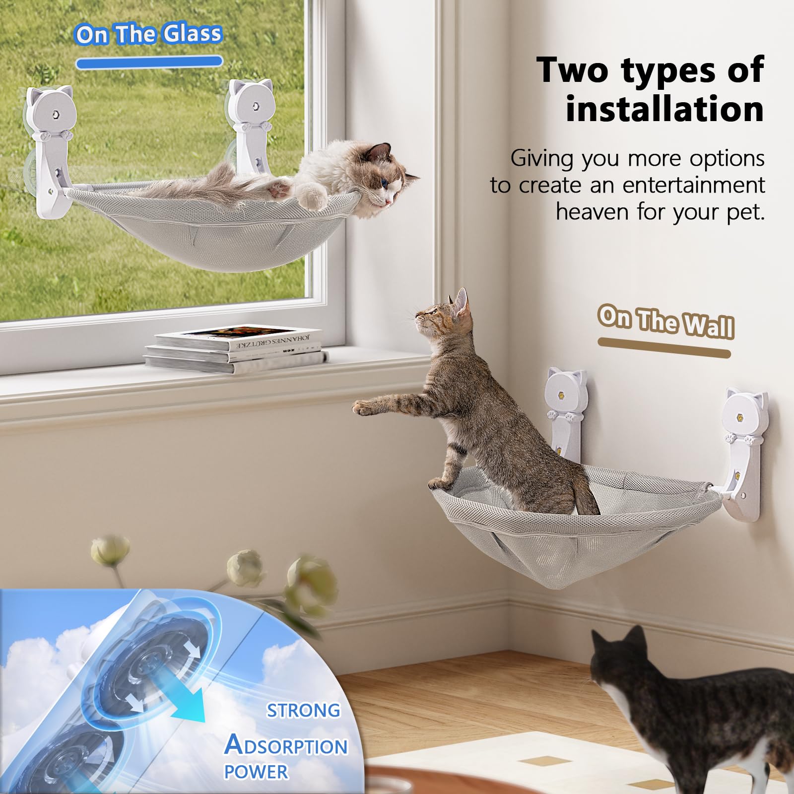 JUNSPOW breathable mesh hammock keeps cat cool in summer.