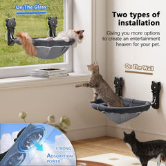 JUNSPOW cat window perch overlooking outdoors for sunbathing and relaxing.