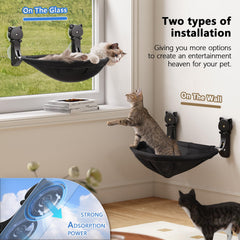 Foldable JUNSPOW perch mounted on a window for space-saving convenience.