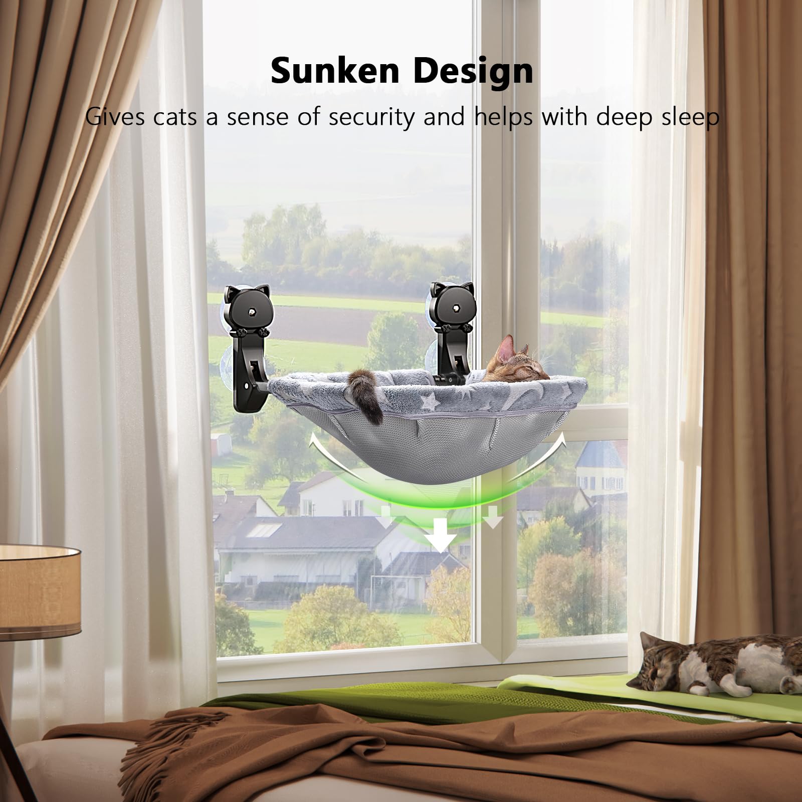 JUNSPOW cat window perch uses strong suction cups for tool-free installation.