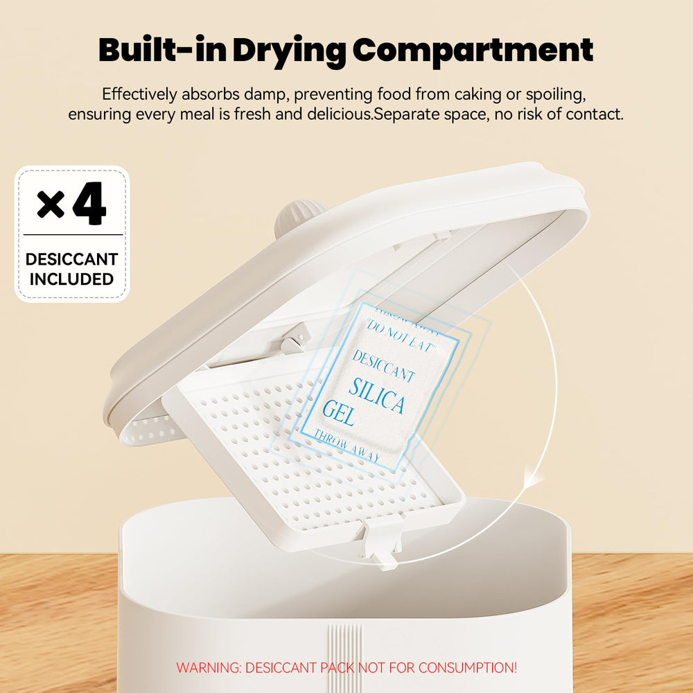 JUNSPOW desiccant-compartment humidity-control protects dry food from moisture.