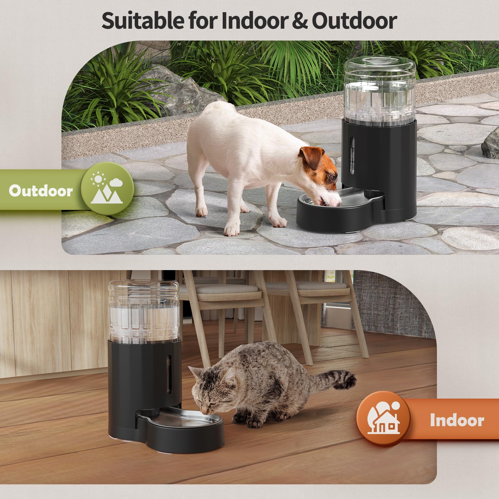 JUNSPOW low-noise output minimizes splashes while pets drink.