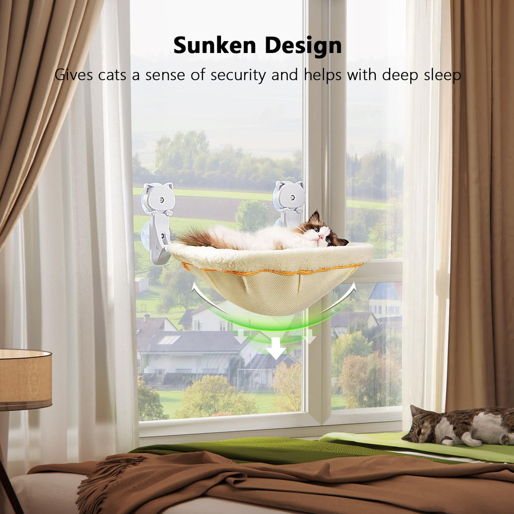 JUNSPOW sunken-design cat bed cradle for secure naps