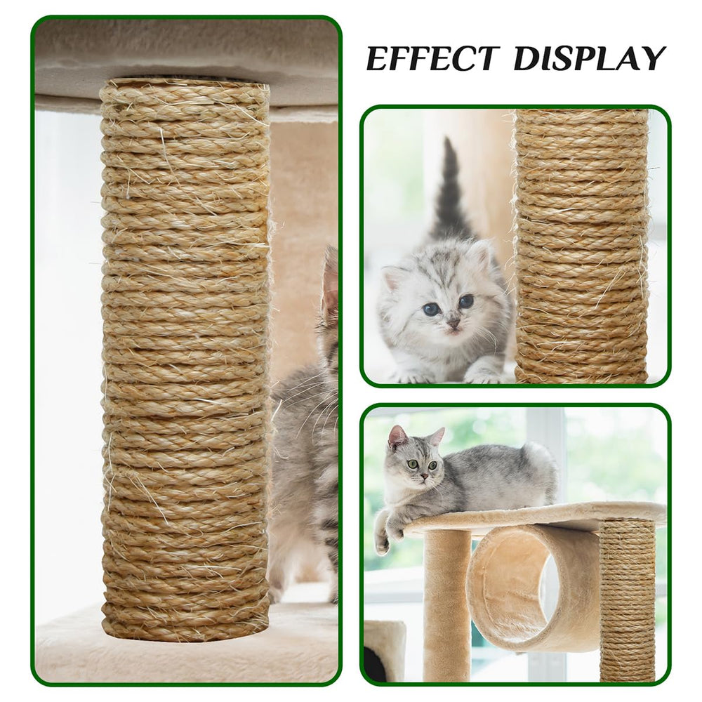 Juomid cat sisal rope on a cat tree for renewed scratching surfaces.