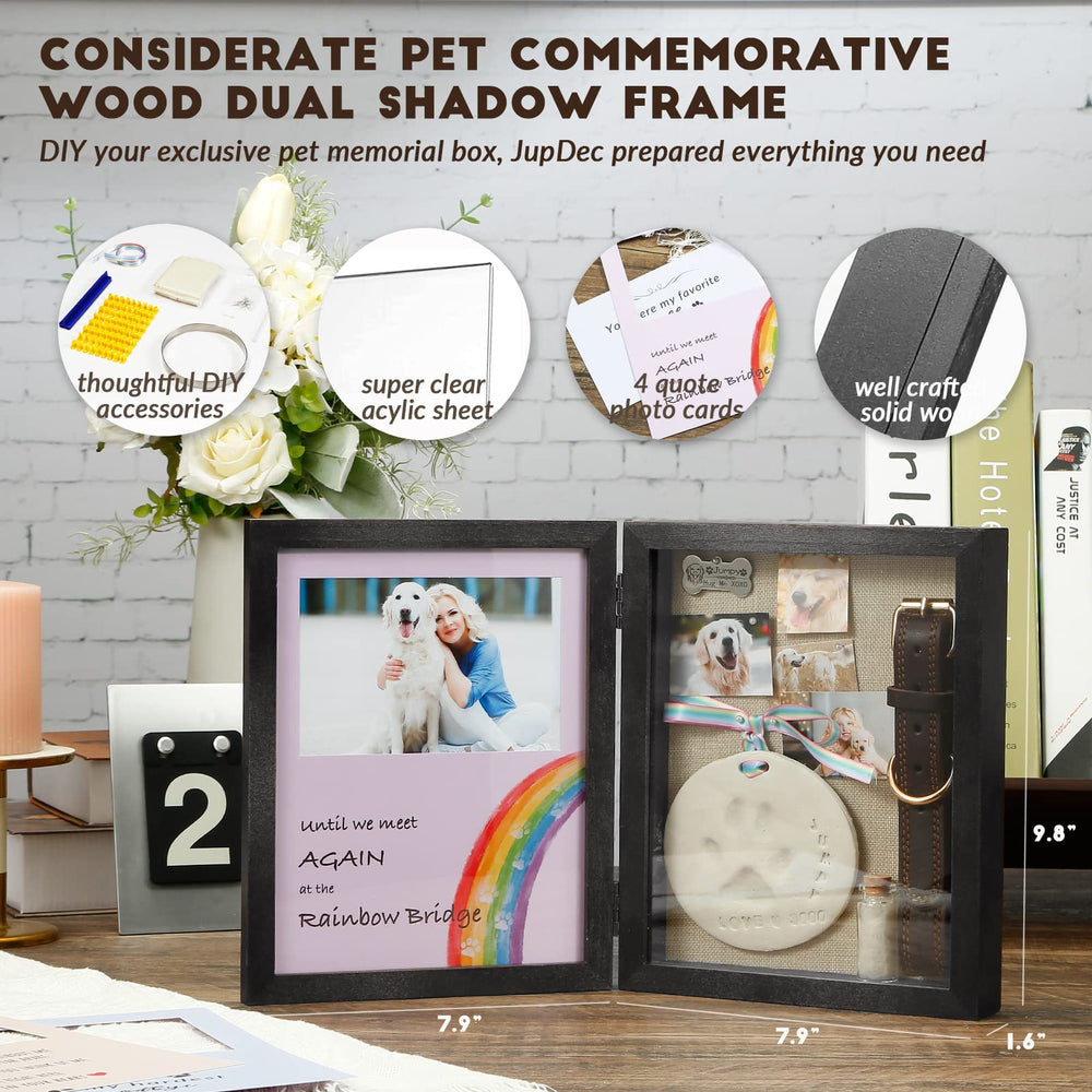 JupDec memorial photo cards highlight pet quotes and memories.