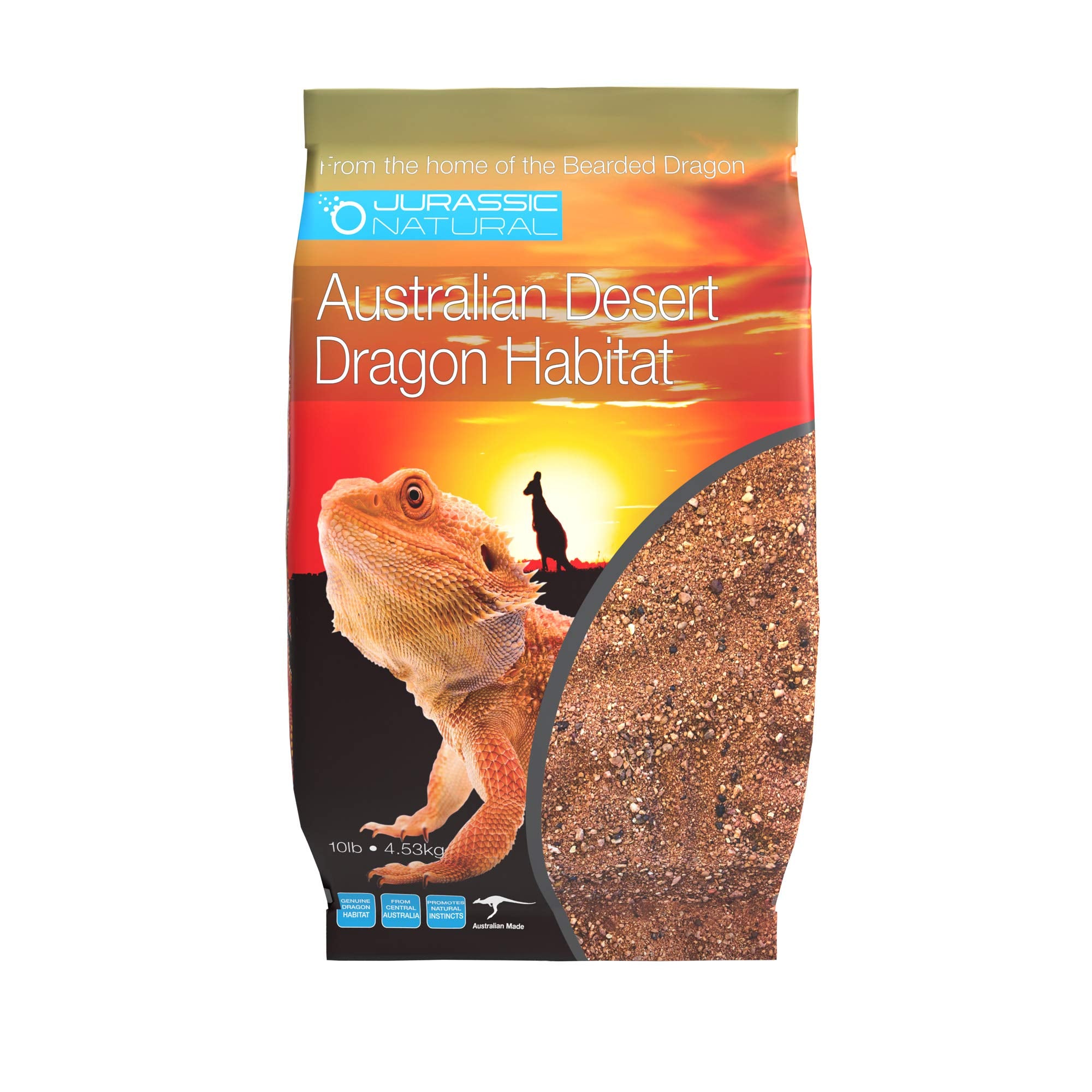 JurassicNatural Australian Desert Dragon Substrate 10lb bag provides natural heat retention and enrichment for reptiles