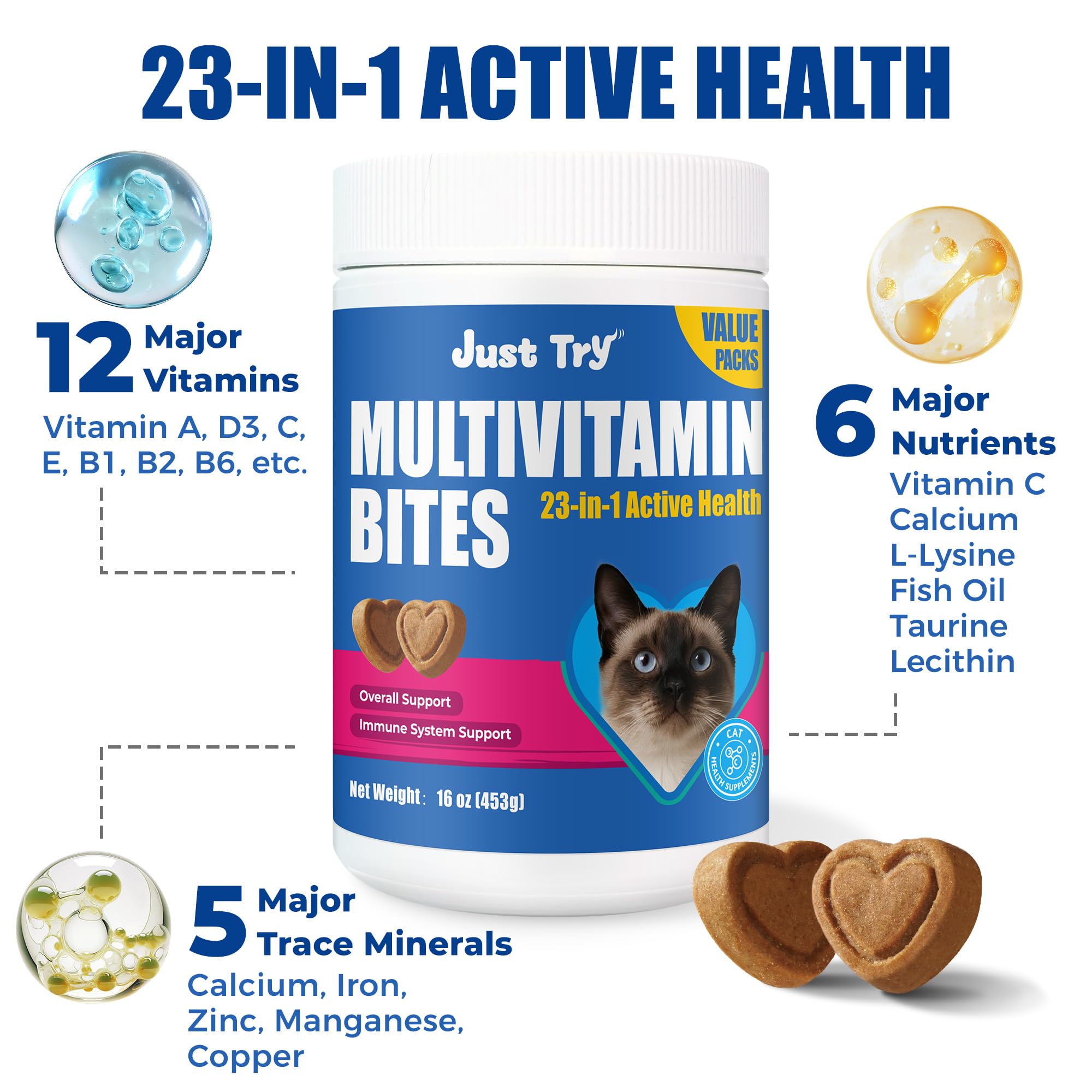 Just Try 23 in 1 taurine cat turmeric-based anti-inflammatory chew