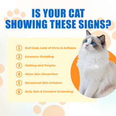 Just Try 300 Bites omega-3 for cats, supporting balanced coat and joints.