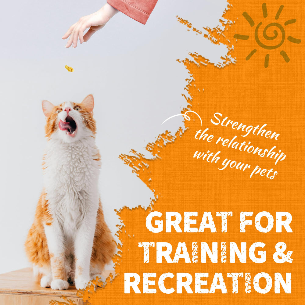 Just Try cat treats bulk-pack display highlighting value and freshness