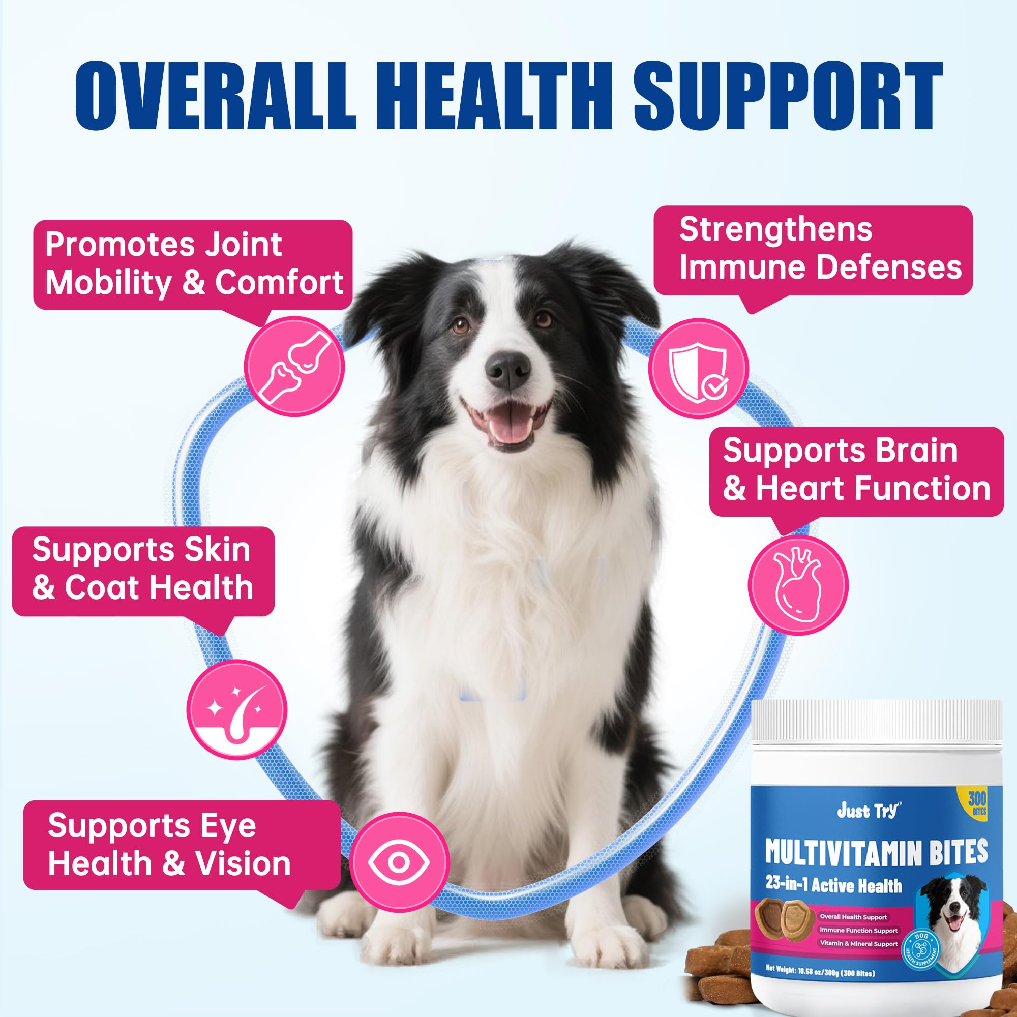Just Try chicken-flavor dog vitamins for easy dosing