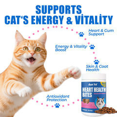 Just Try CoQ10 Heart Bites cat chicken-chews closeup, tasty texture cats enjoy.
