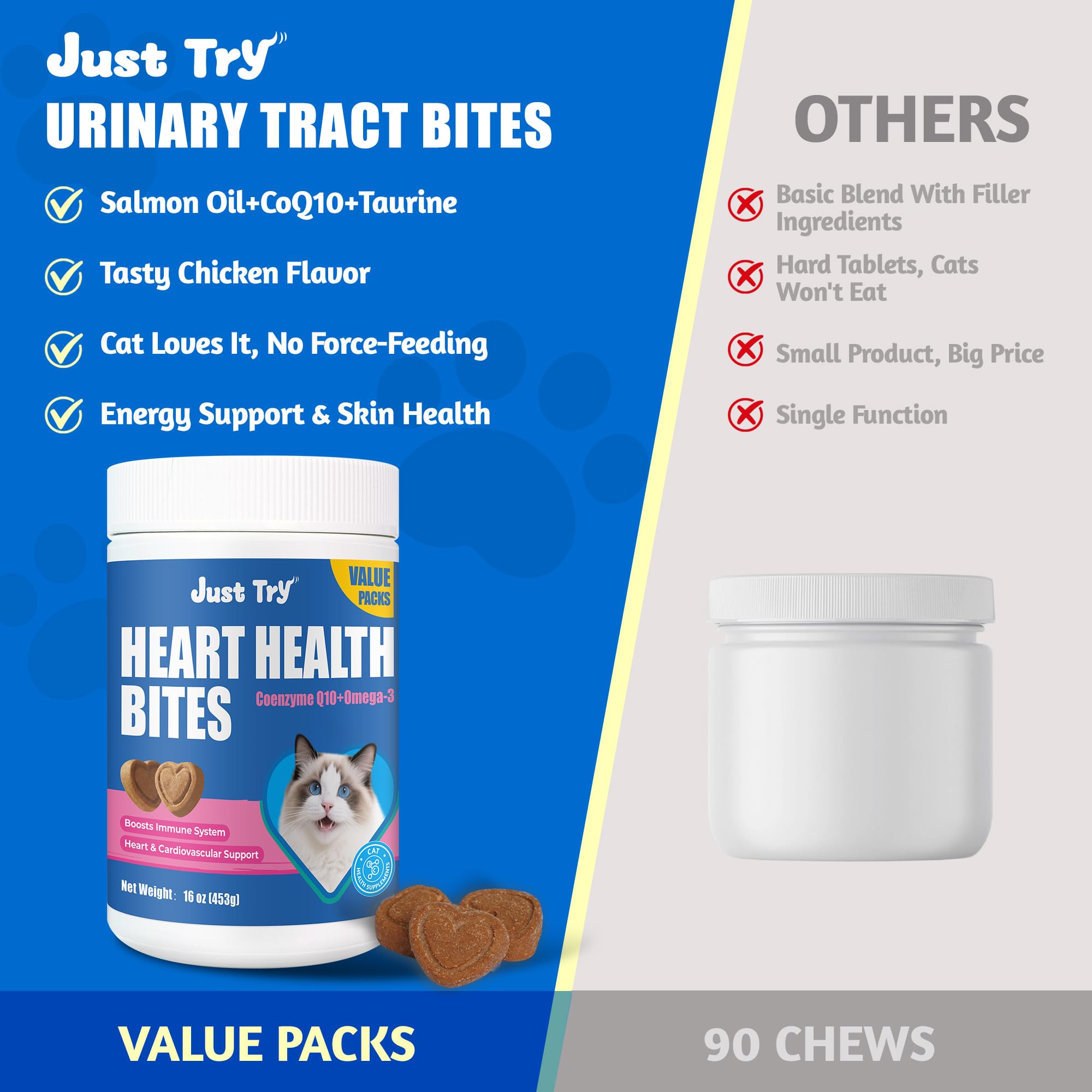 Just Try CoQ10 Heart Bites cat health focus, convenient heart-support chews.