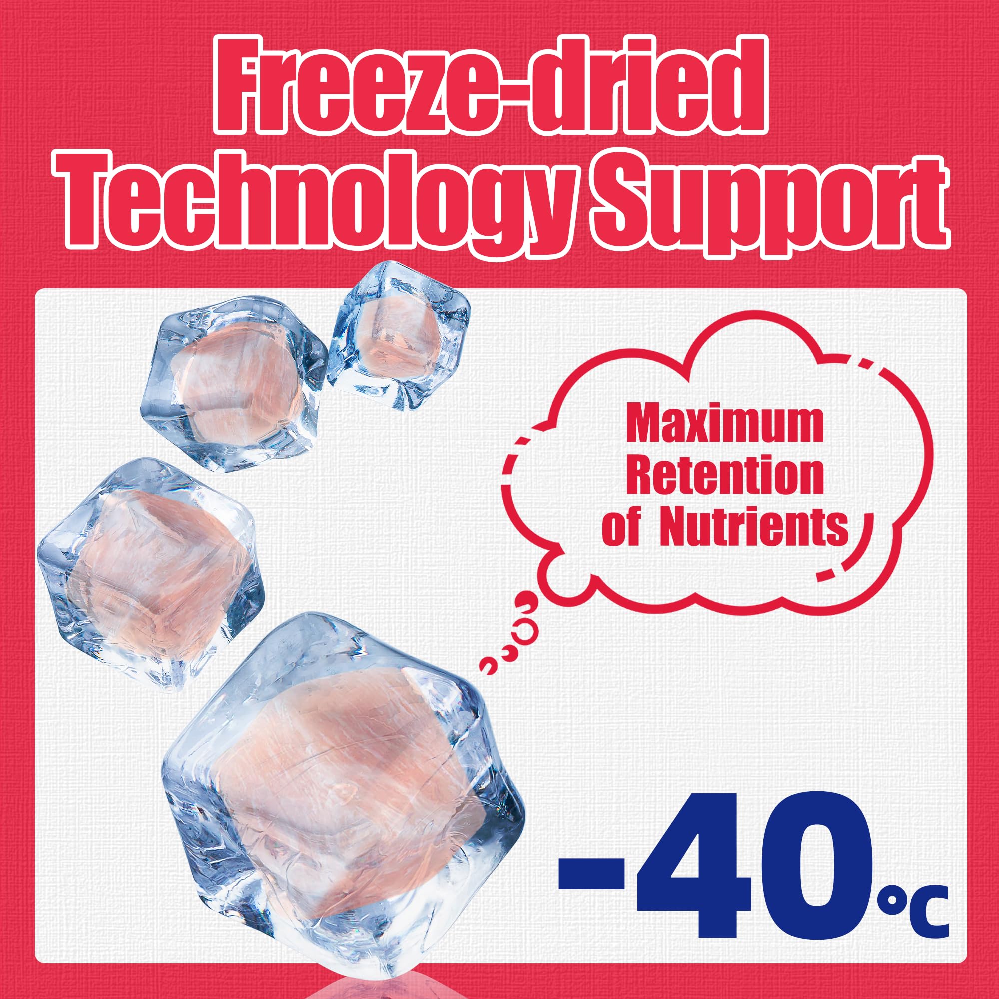 Just Try freeze-dried chicken cubes jar storage, keeps freshness sealed.