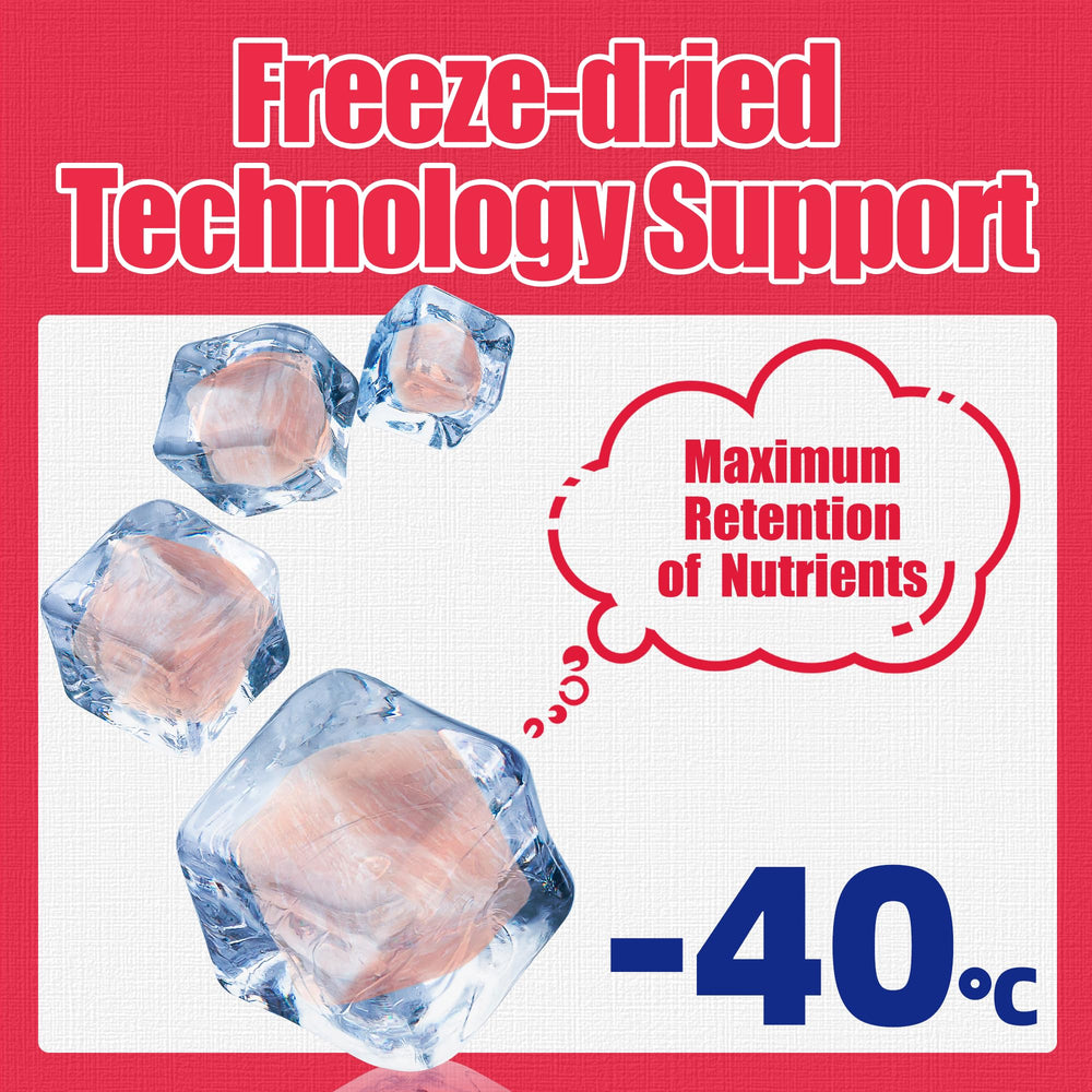 Just Try freeze-dried chicken cubes jar storage, keeps freshness sealed.
