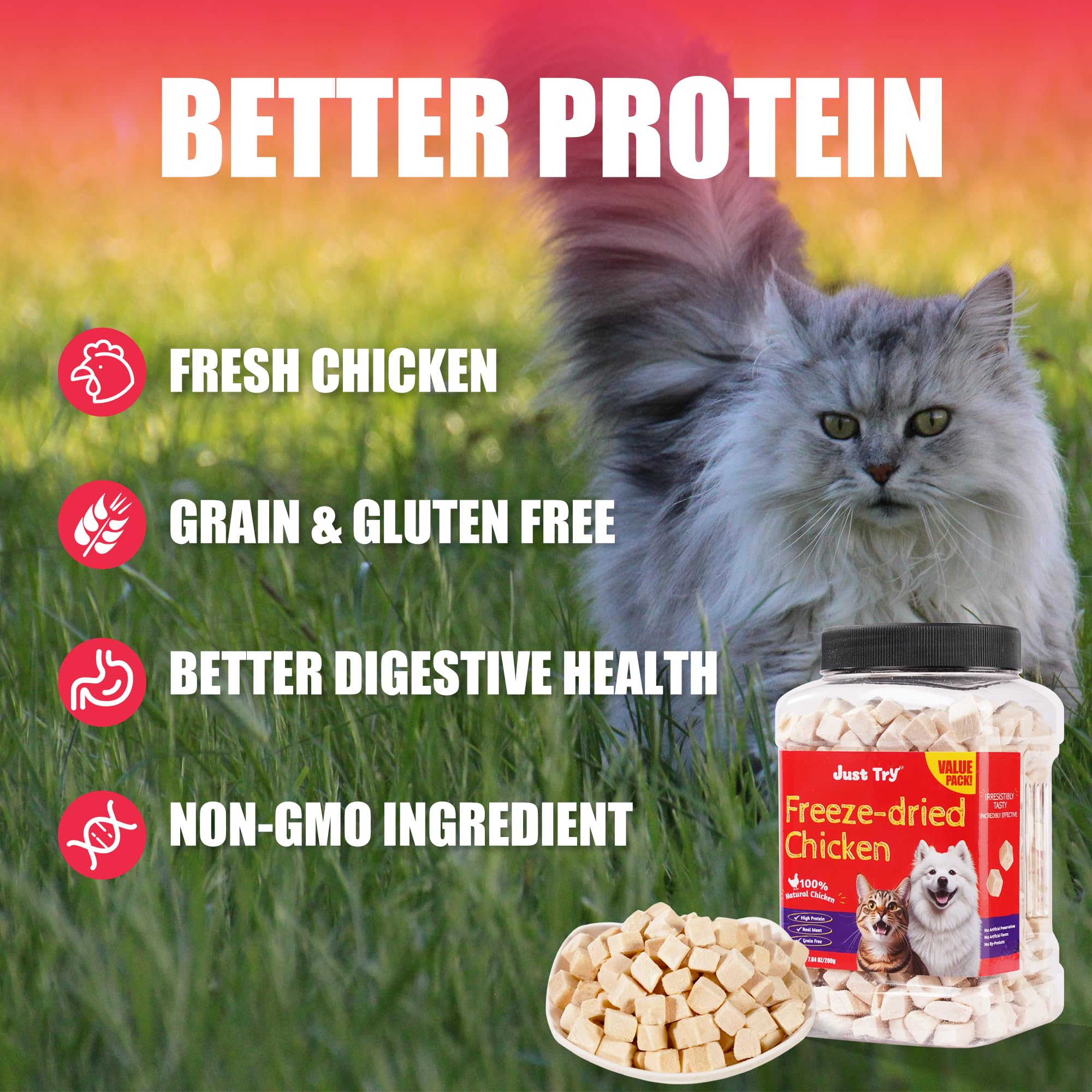 Just Try rehydrated chicken cubes, ready to hydrate and taste fresh.