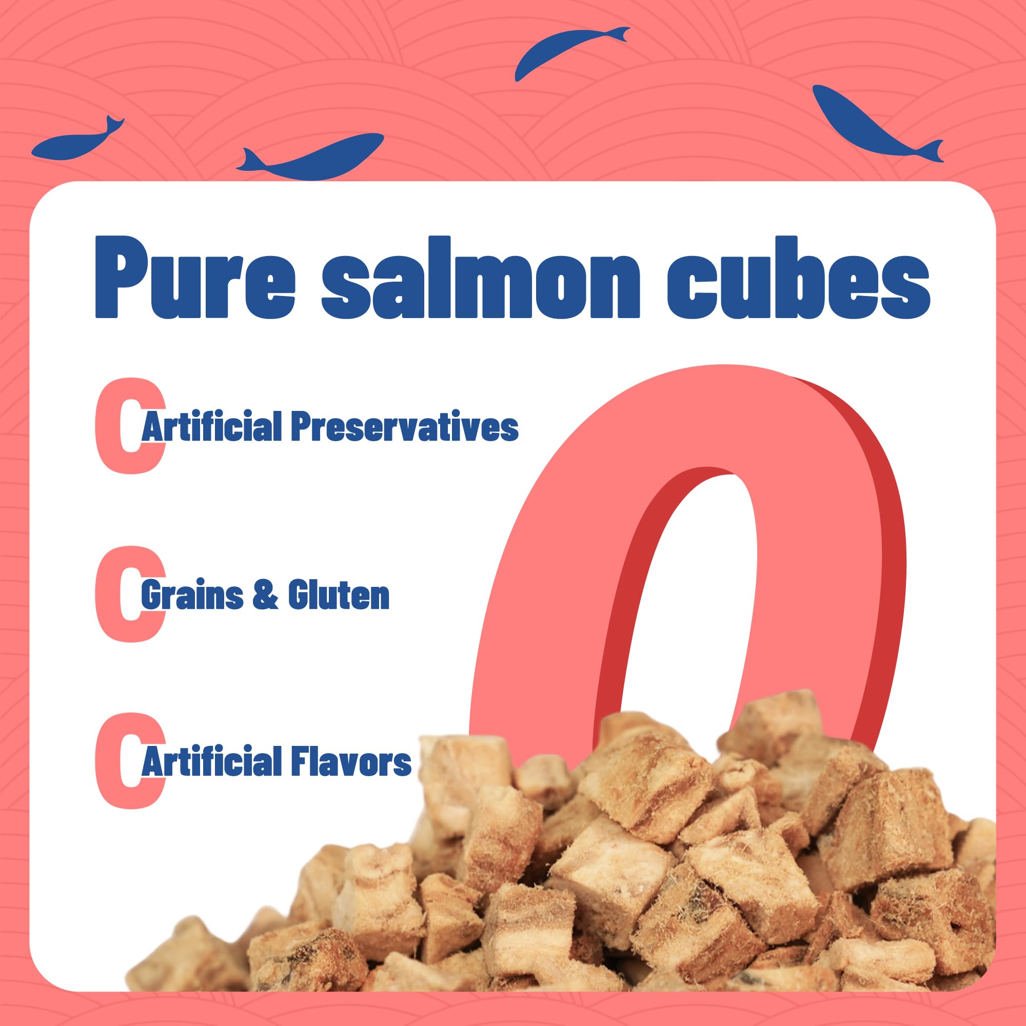Just Try salmon treats in bowl for dogs and cats as a tasty topper.