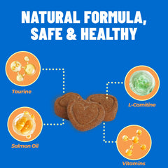 Indoor cat scene enjoying Just Try Taurine Bites as a healthy snack