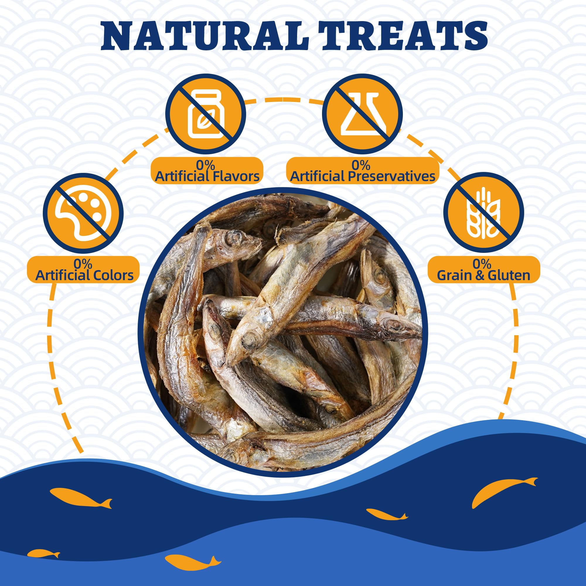 Just Try training treats for dogs with minnows in serving context.
