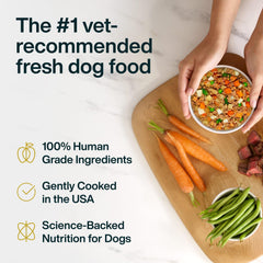JustFoodForDogs 18oz pack label seven portions ready to portion and serve