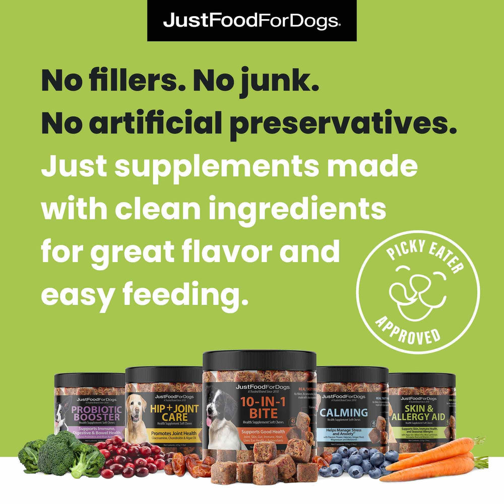 JustFoodForDogs active dog joint-support image suggests daily mobility