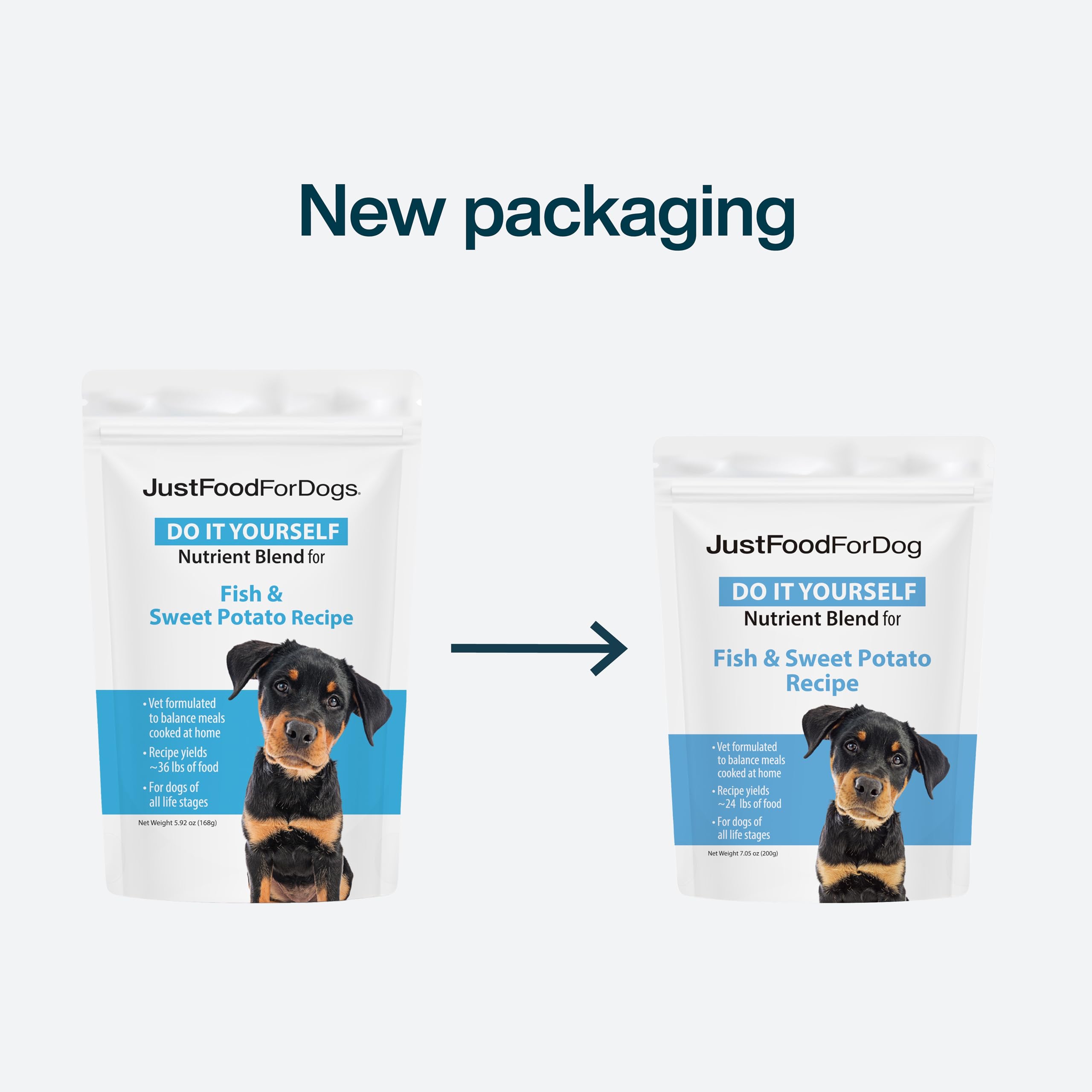 JustFoodForDogs fish and sweet potato blend adds essential protein