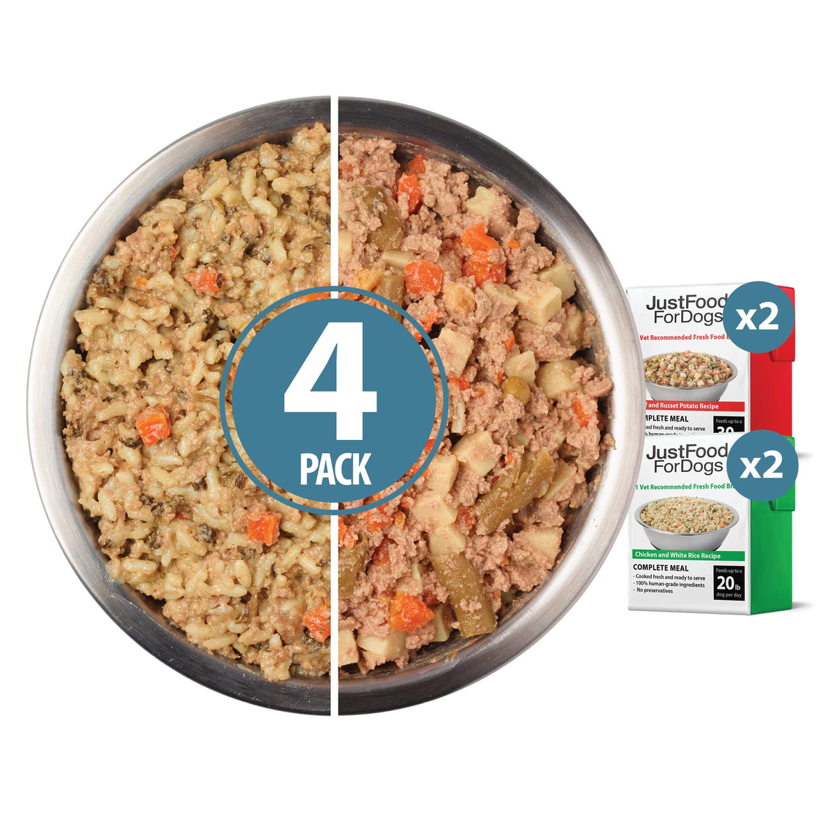 JustFoodForDogs beef-chicken topper variety pack enhances mealtime flavor