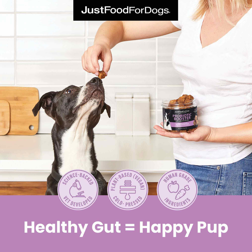 Glucosamine and chondroitin in JustFoodForDogs chews support joint lubrication.