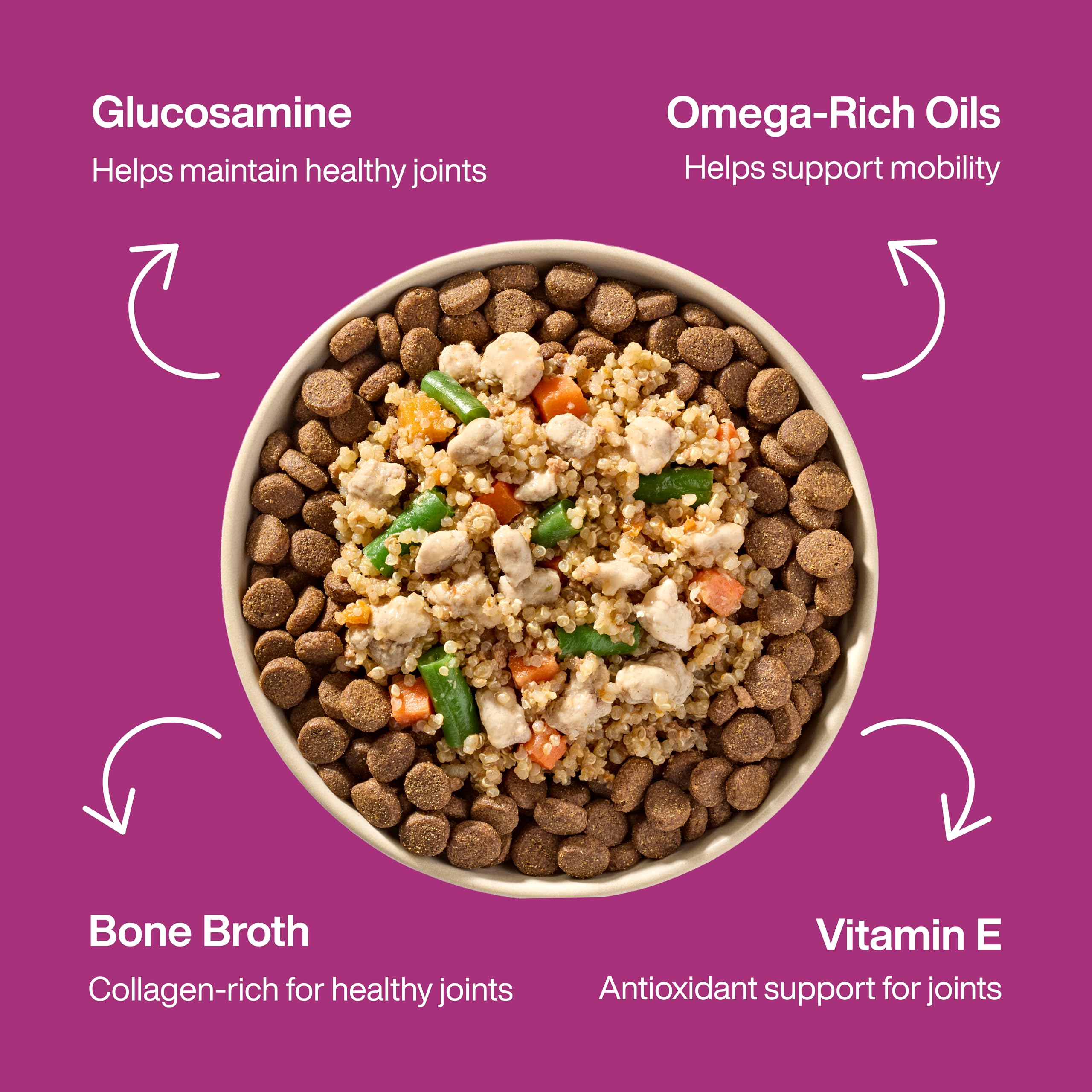 JustFoodForDogs JustFresh Boost omega-rich-topper uses algae and flaxseed oils for flexible joints
