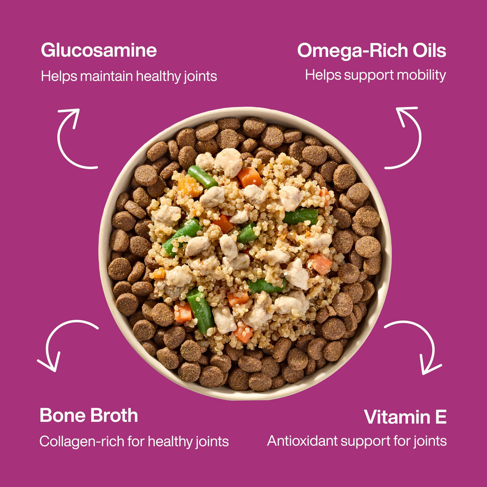 JustFoodForDogs JustFresh Boost omega-rich-topper uses algae and flaxseed oils for flexible joints
