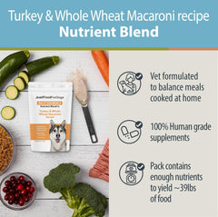 JustFoodForDogs Nutrient Blend ingredients emphasize whole foods for canine nutrition.