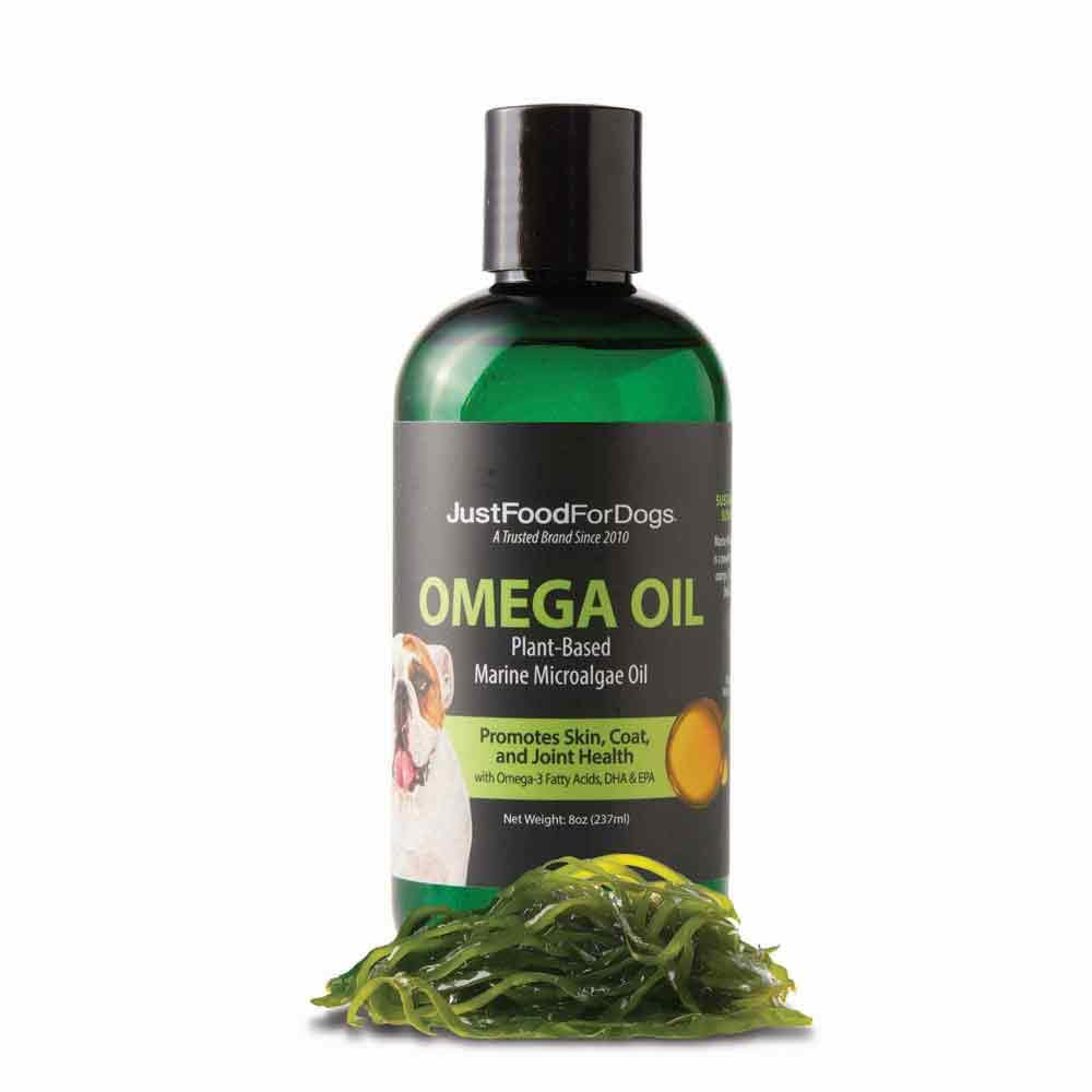 JustFoodForDogs Omega Oil bottle pour for easy dosing and safety.