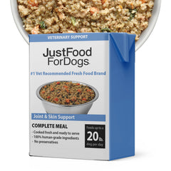 JustFoodForDogs Pantry Fresh pork quinoa bowl supports a complete meal for daily joint care